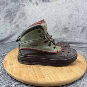 Nike ACG Snow Boots Boys Size 2Y Brown Green Insulated Winter Hiking 524873-236